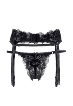 Кружевной пояс для чулок и трусики-стринги Tatyana (Размер: 42-44) (Цвет: черный)
