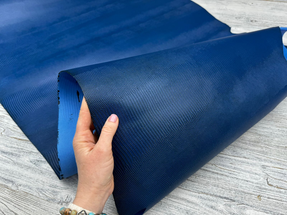 Lizard Blue (0,9-1,1мм), цв. Голубой, натуральная кожа