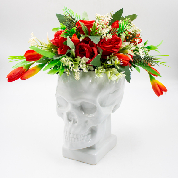 Кашпо фарфор «Череп» белое