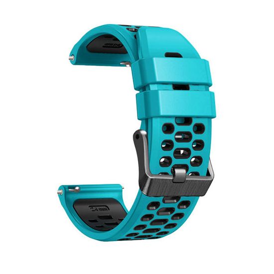 Ремешок двухцветный дышащий 24 мм для Suunto 9 Baro, Suunto 7, Suunto Spartan Sport силиконовый (Голубой/черный)