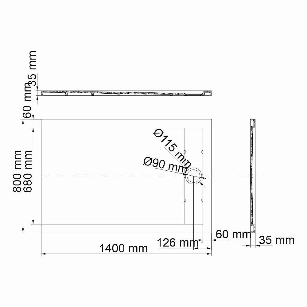 Душевой поддон WasserKRAFT Abens 20T35 140х80