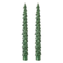 Набор из двух свечей зеленого цвета из коллекции New Year Essential, 25 см