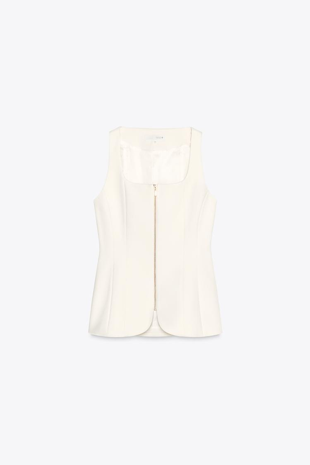 ZARA ТОП-БЮСТЬЕ С ЗАСТЕЖКОЙ-МОЛНИЕЙ, ЭКРЮ