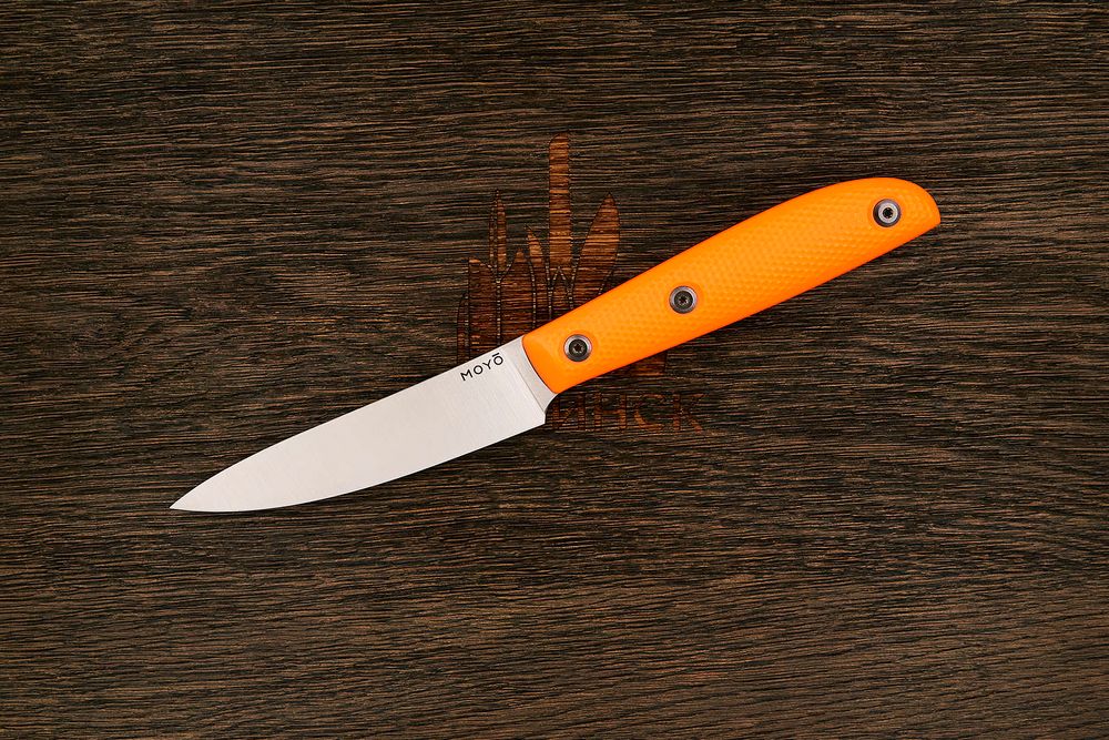 Нож кухонный MOYO Геликон овощной 105мм, сталь AR-RPM9, рукоять G10-extra оранжевый