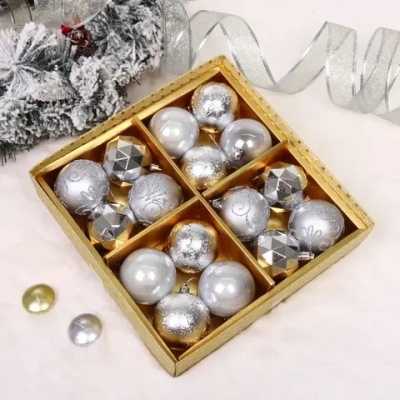 Новогодние шары «Зимняя вечеринка» 6 см (набор 16 шт), Серебро