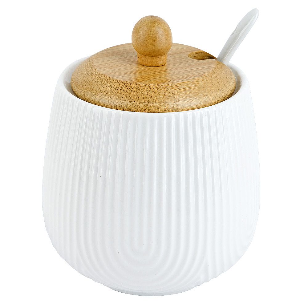 Набор из 2х банок с ложками на бамбуковой подставке " " v 350мл 20х10х17см