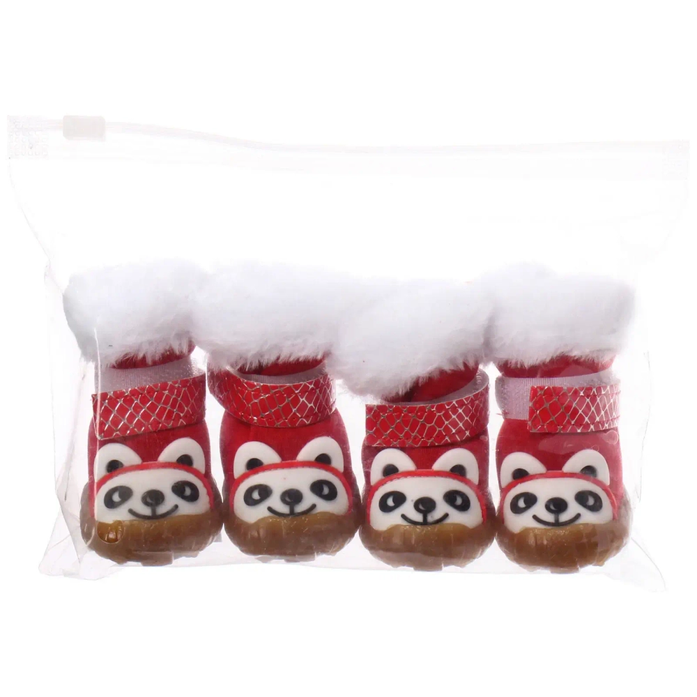 Ботинки зимние для животных «МОДНЫЙ БРО», на липучке, цвет красный, размер 3, 5см