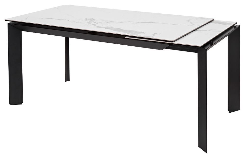 Стол М-City DISAUR Кремона (Cremona) 140 Белый мрамор матовый (Matte Statuario), керамика, Черный