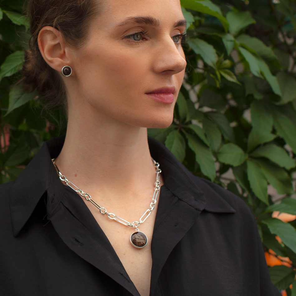 Колье Fiore Luna COFFE AGATE LN5148 BR/S