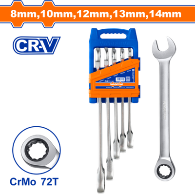 Набор комбинированных ключей с храповиком 5 шт (12/24) WADFOW WSP4205