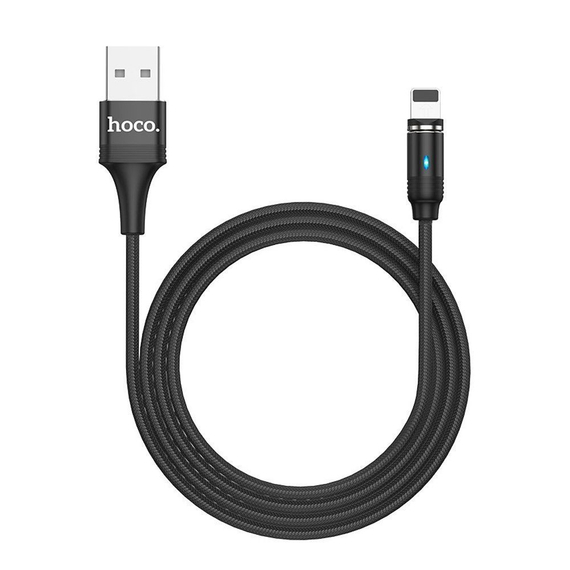 Магнитный кабель с разъемом USB - Lightning 8-pin черного цвета, 1,2 метра, Hoco Magnetic U76