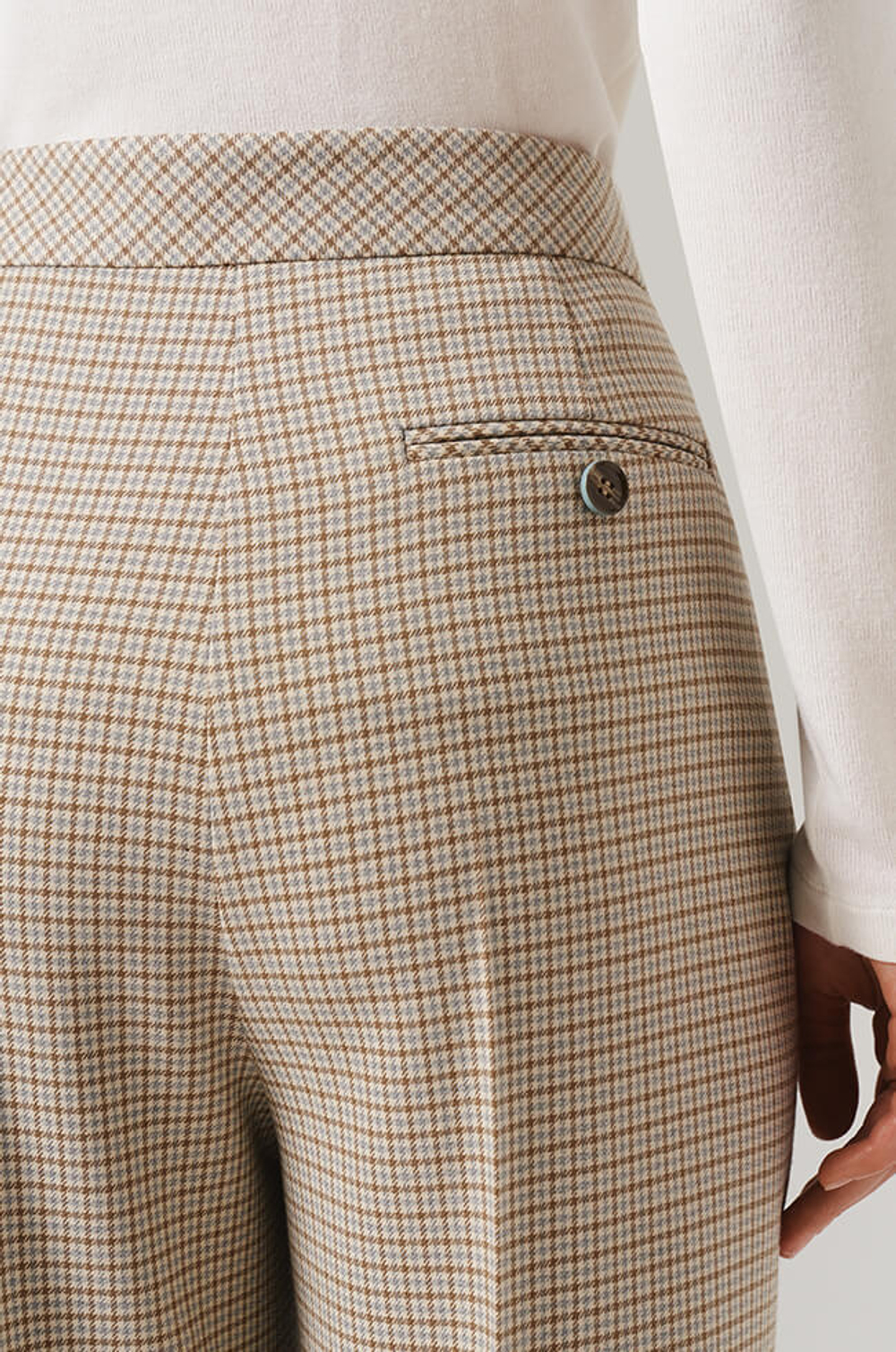 31091 Брюки женские (бежево-оливковый клетка)