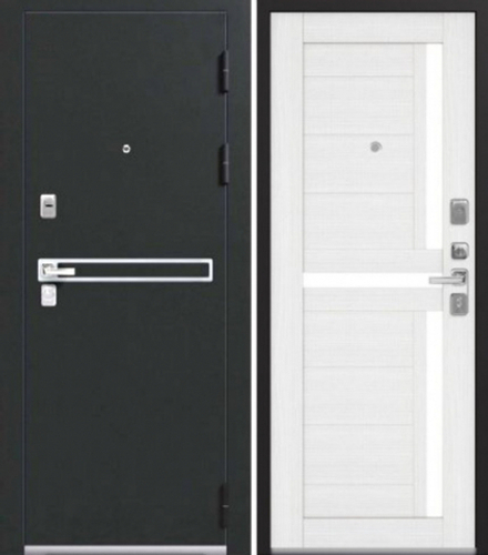 Стальная дверь LUX-3 ЧЕРНЫЙ МУАР / СНОУ