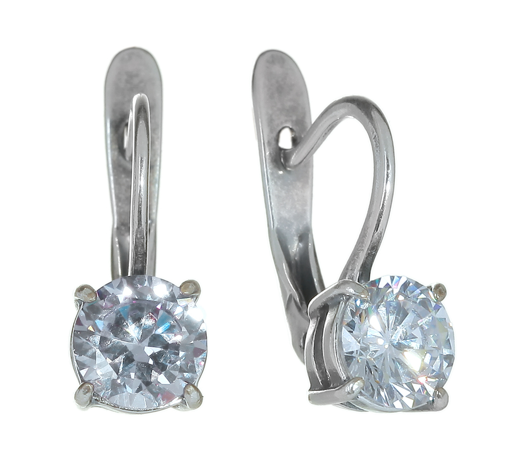 "Сарти" серьги в серебряном покрытии из коллекции "Циркония" от Jenavi  с английским замком