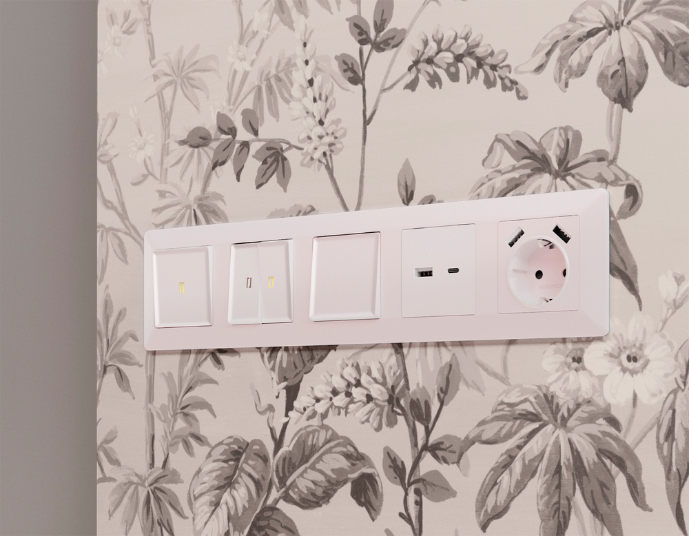 MA211010 Комплект механизма розетки ALFA Жемчуг 2USB A+C 20W (быстрая зарядка) QUANT (AP2110, VM177)