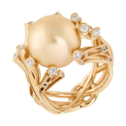Кольцо с Жемчугом и Бриллиантами, R0061-0/2