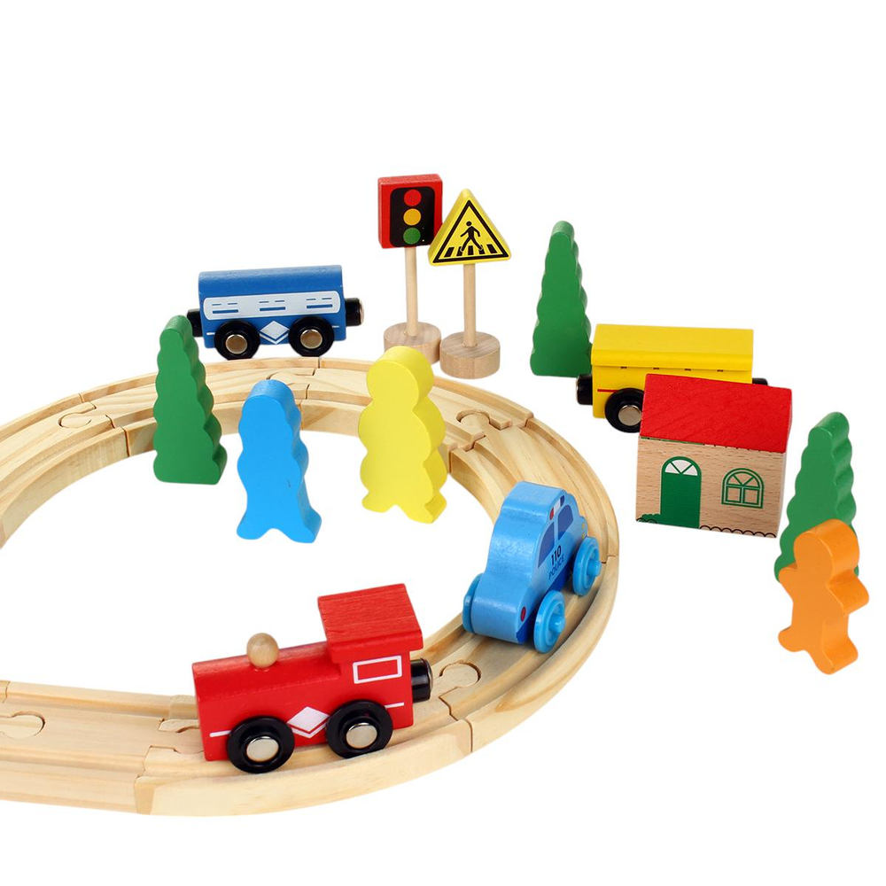 Развивающая игрушка Деревянная дорога 33 эл, коробка C-41885