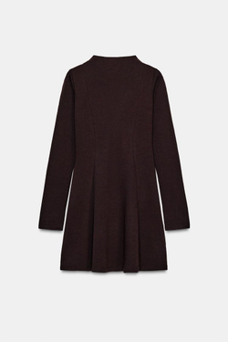 ZARA КОРОТКОЕ ПЛАТЬЕ СКЕЙТЕР, КОРИЧНЕВЫЙ