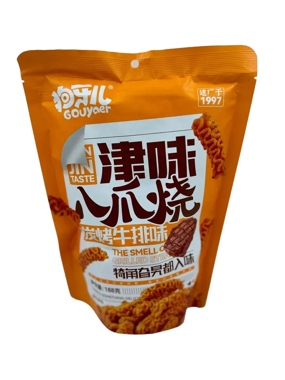 Китайские острые чипсы со вкусом стейк на грилле, 188гр.