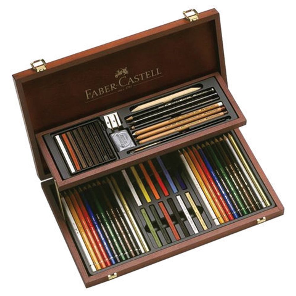 Набор художественный FABER-CASTELL "Art & Graphic Compendium", 54 предмета, деревянный ящик, 110088