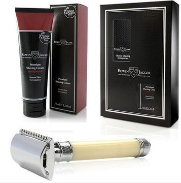 Подарочный набор Edwin Jagger, т-образная бритва (станок) + крем для бритья, GS314SCSWT