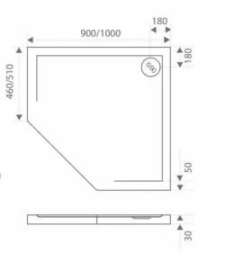 Душевой поддон Bas Пента 90*90*13 с панелью