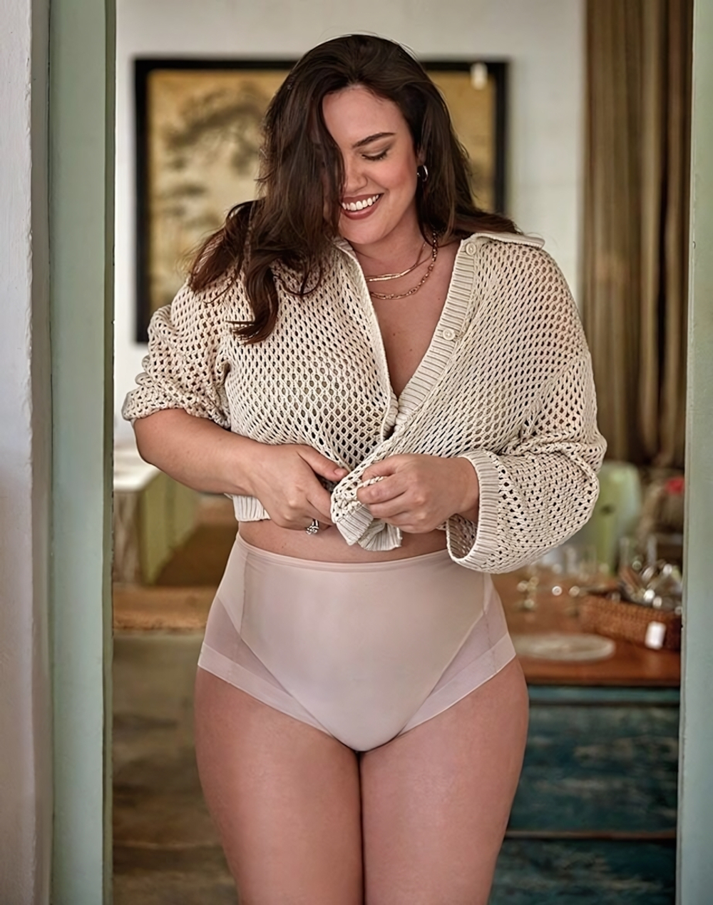 Трусики-слип с завышенной линией талии Secrets (Размер: L) (Цвет: телесный)