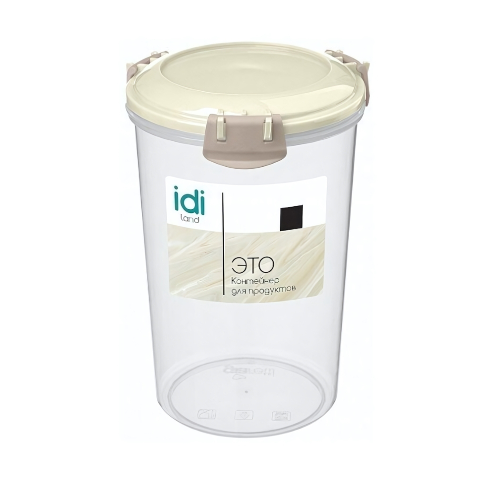 Контейнер для продуктов "Modena" круглый 1,1л с защелками (светло-бежевый)