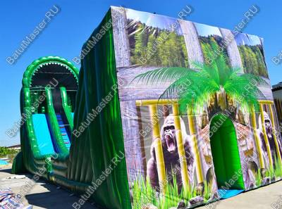 Коммерческий надувной батут-горка "Тропический спуск", 21*6*11 м.
