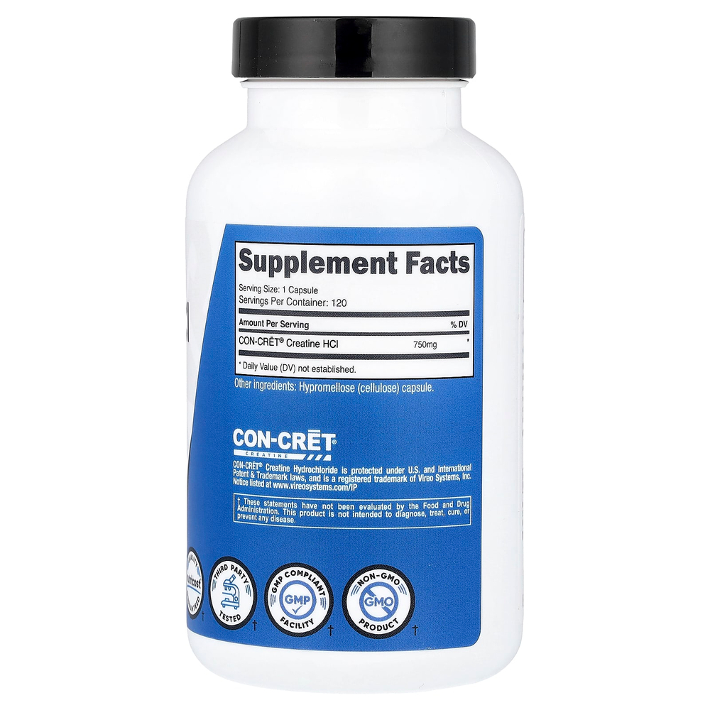 Nutricost, Performance, гидрохлорид креатина, 750 мг, 120 капсул