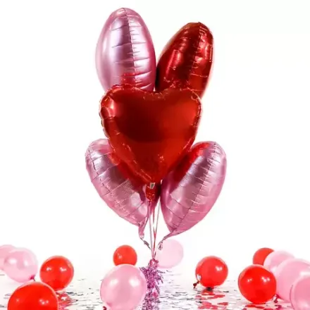 Набор шаров "Сердца розовые и красные"
