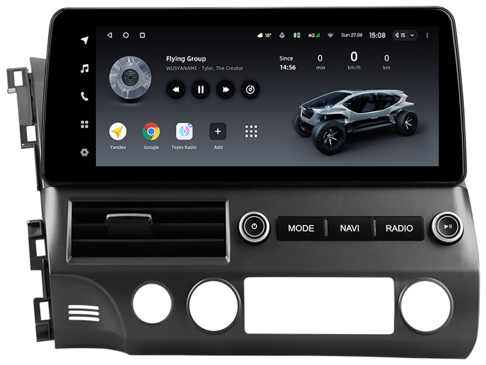 Магнитола Honda Civic 8 4d 2005-2012 седан - Teyes LUX ONE монитор 12.3" 2K QLED на Android 10, CarPlay, 4G SIM-слот, 6/128ГБ