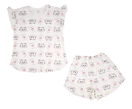 Пижама 614/13 кошки на молочном