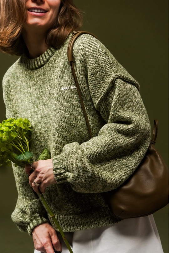 Джемпер из хлопкового мулине зеленого цвета