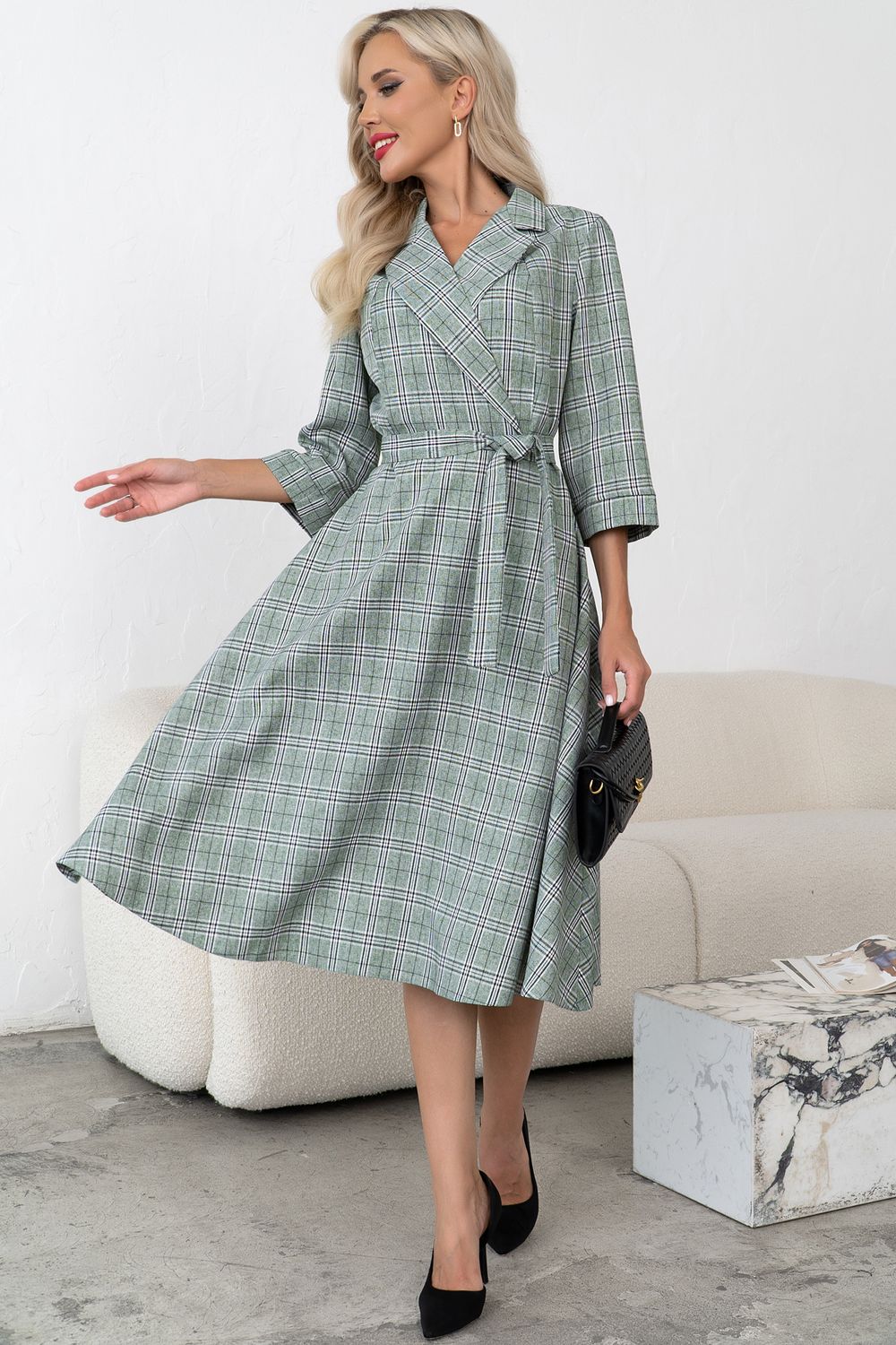 Платье в клетку (мятный/клетка) Р11-1225/4 Nikol