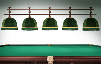 Лампа Аристократ-Люкс 2 5пл. ясень (№2,бархат зеленый,бахрома желтая,фурнитура золото)