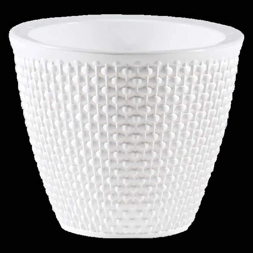 Кашпо для цветов пластиковое 1,6л d-16 см «Ротанг» Белый/Белый