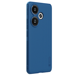 Усиленный двухкомпонентный чехол синего цвета от Nillkin для Xiaomi Redmi Turbo 3 и Poco F6, серия Super Frosted Shield Pro