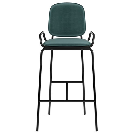 Стул барный ror, 2 frame, велюр, черный/зеленый
