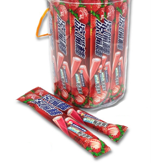 Конфеты жевательные Hongyuan Sour Cool трубочки Клубника, 16 гр (Китай)