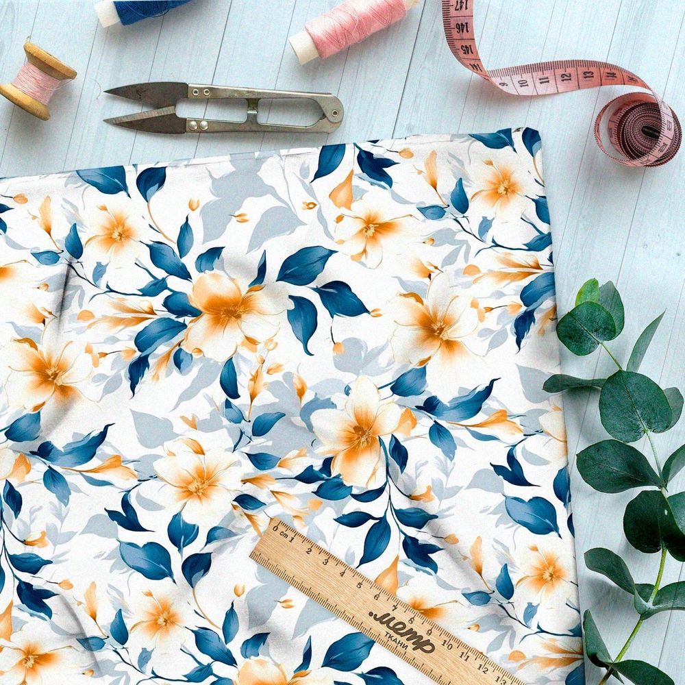 Ткань премиум таффета цветочные грезы