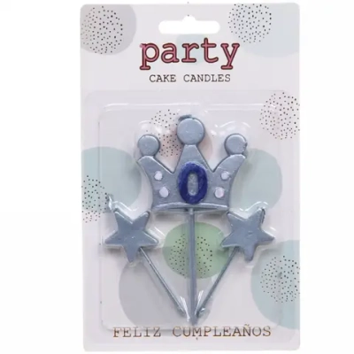 Свечи для торта Цифра Король желаний «0», голубой