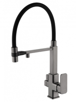 Смеситель для кухни с гибким изливом и подключением фильтра WONZON & WOGHAND, Темный графит (WW-88458012-BGM )