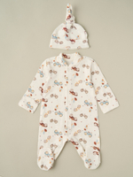 Комбинезон + шапочка-узелок "Машинки"