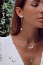 Серьги-трансформеры «Невесомость» с белым цирконом