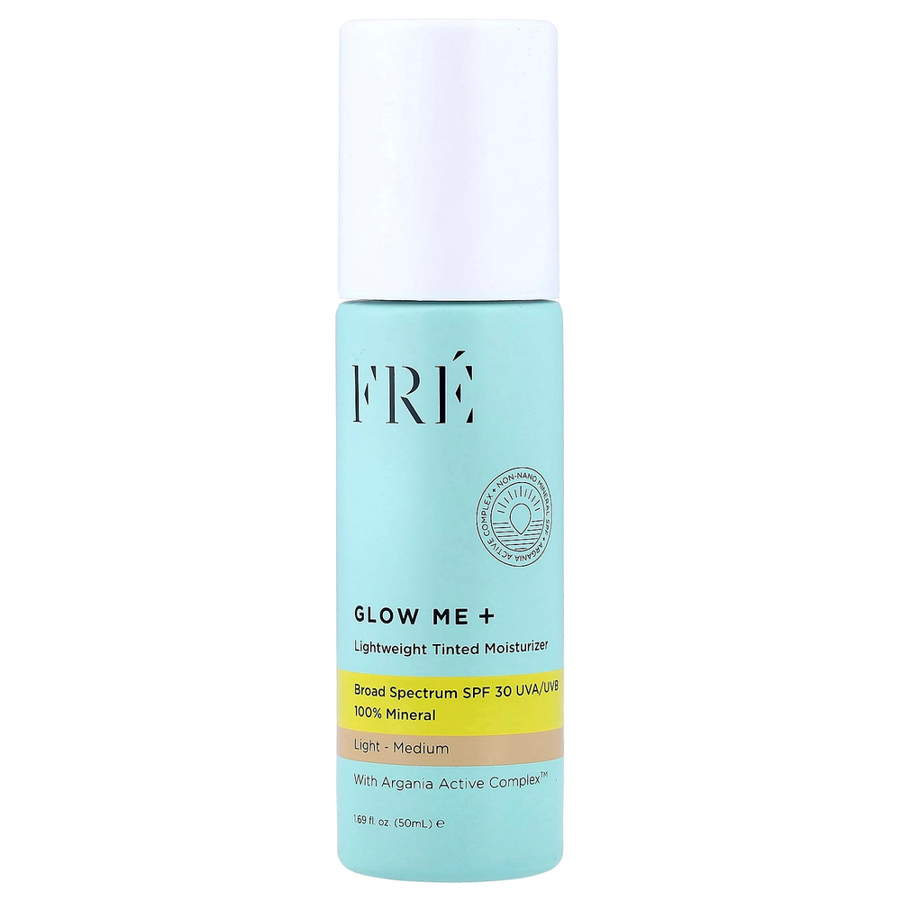 Fre, Glow Me+, увлажняющий крем с легким оттенком, SPF 30, светлый-средний, 50 мл (1,69 жидк. унции)