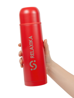 Термос Relaxika 101 (0,5 литра), красный (стикерпак "Альпинизм")