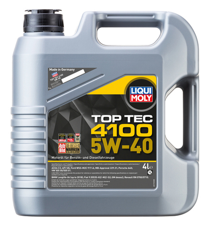 Масло Liqui Moly Top Tec 4100 5W40 SN C3 (4л) синтетика для Fiat, Mercedes, BMW