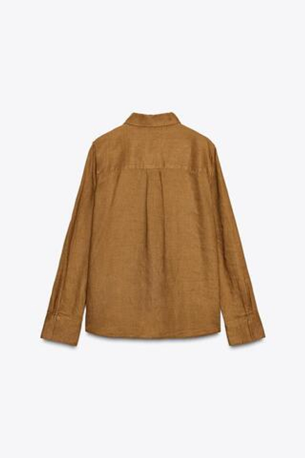ZARA РУБАШКА ИЗ 100% ЛЬНА — ZW COLLECTION, ОХРА