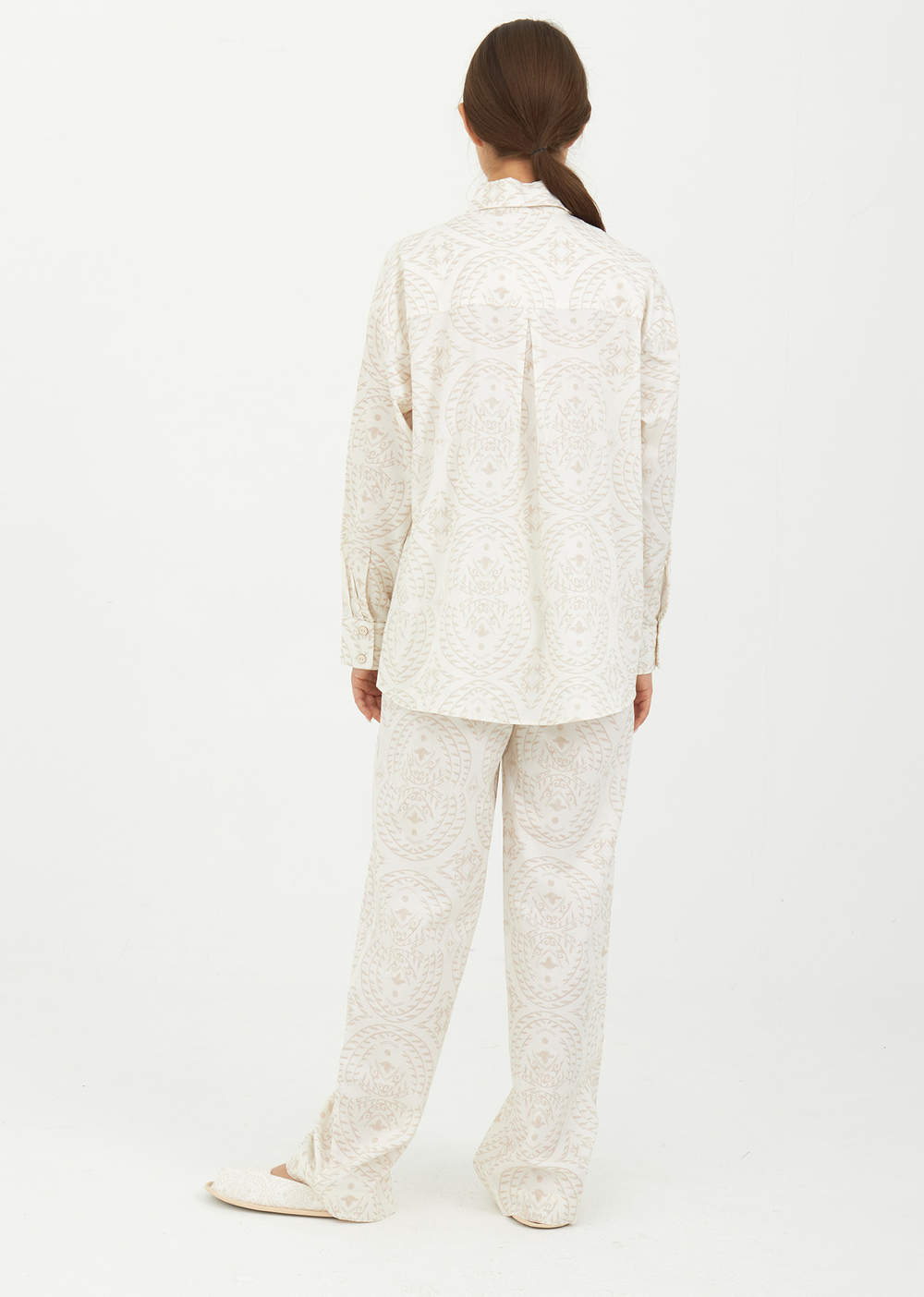 Пижама (брюки-рубашка) принт 232-01, р XL